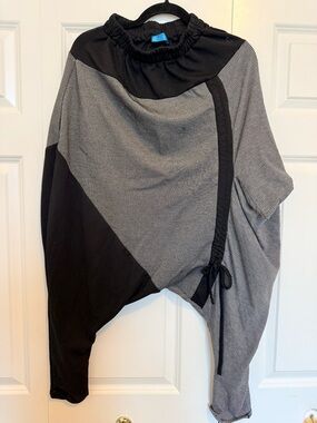 Ella Two-Tone Black & Gray Colorblock Harem Jumpsuit